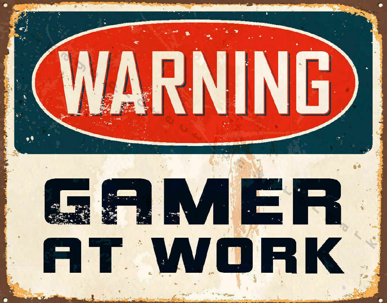Warning Gamer At Work vintage retro metal tin sign | Etsy