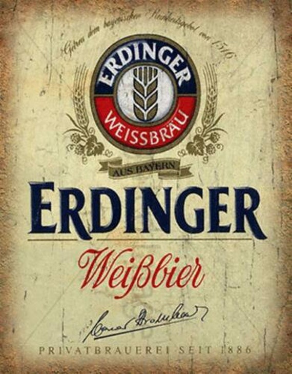 ERDINGER WEISSBRÄU Deutschland Beer Metal Tin Plaque Sign Man Cave Pub Club BAR ERDINGER WEISSBRÄU Deutschland Beer Metal Tin Plaque Sign Man Cave Pub Club BAR