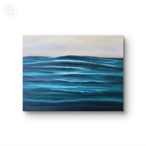 Oil painting water sea, blue water painting, water picture, blue waves painting