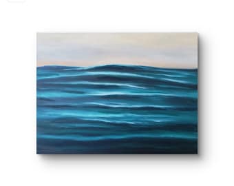 Oil painting water sea, blue water painting, water picture, blue waves painting
