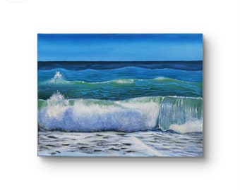 Oil painting sea, Crete oil painting, waves painting original