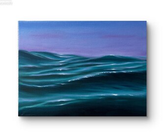 Oil painting water sea, blue water painting, water picture, blue waves painting