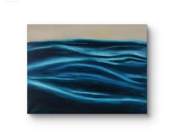 Oil painting water sea, blue water painting, water picture, blue waves painting