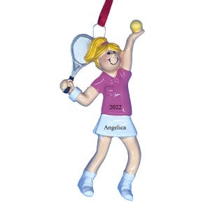 Gepersonaliseerde kerstbal decoratie - tennisspeler blonde meisje ornament