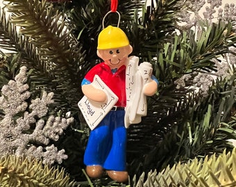 Personalised Christmas Bauble Decoration - Engineer Man Ornament | Construction Guy Ornament