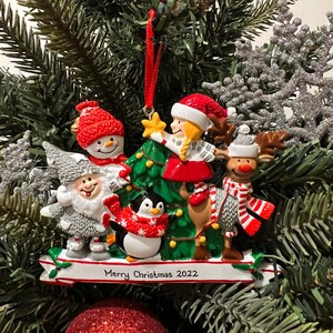Personalised Christmas Bauble Decoration - Christmas Family With Tree Ornament