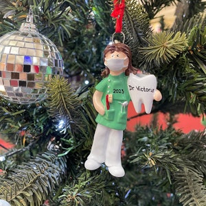 Personalised Christmas Bauble Decoration - Dentist Woman Ornament