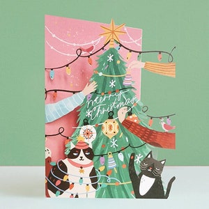 Papier gesneden kerstwenskaart | Kerstboom Kerstkaart versieren