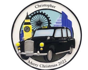 Personalised Christmas Bauble Decoration - London Landmarks Ornament | Black Cab Ornament | London Eye Ornament | Big Ben Ornament