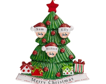 Personalisierte Christbaumkugel Dekoration - Weihnachtsbaum 3er-Familie