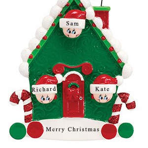 Personalised Christmas Bauble Decoration - House Family of 3 Ornament