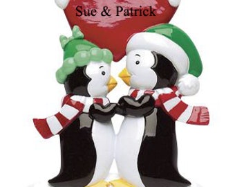 Personalised Christmas Bauble Decoration - Penguin Couple Ornament | Our First Christmas Ornament