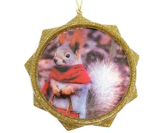 Handmade Christmas Bauble Decoration - Squirrel Ornament