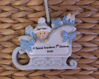 Baby's 1st Christmas Ornament, Baby Boy Ornament, My 1st Christmas, My 2nd Christmas, Personalised Christmas Bauble Decoration