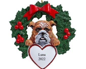 Personalised Christmas Bauble Decoration - Bulldog Ornament | Dog Ornament