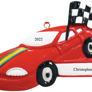 Personalised Christmas Bauble Decoration -  Race Car Ornament | Kids Ornament