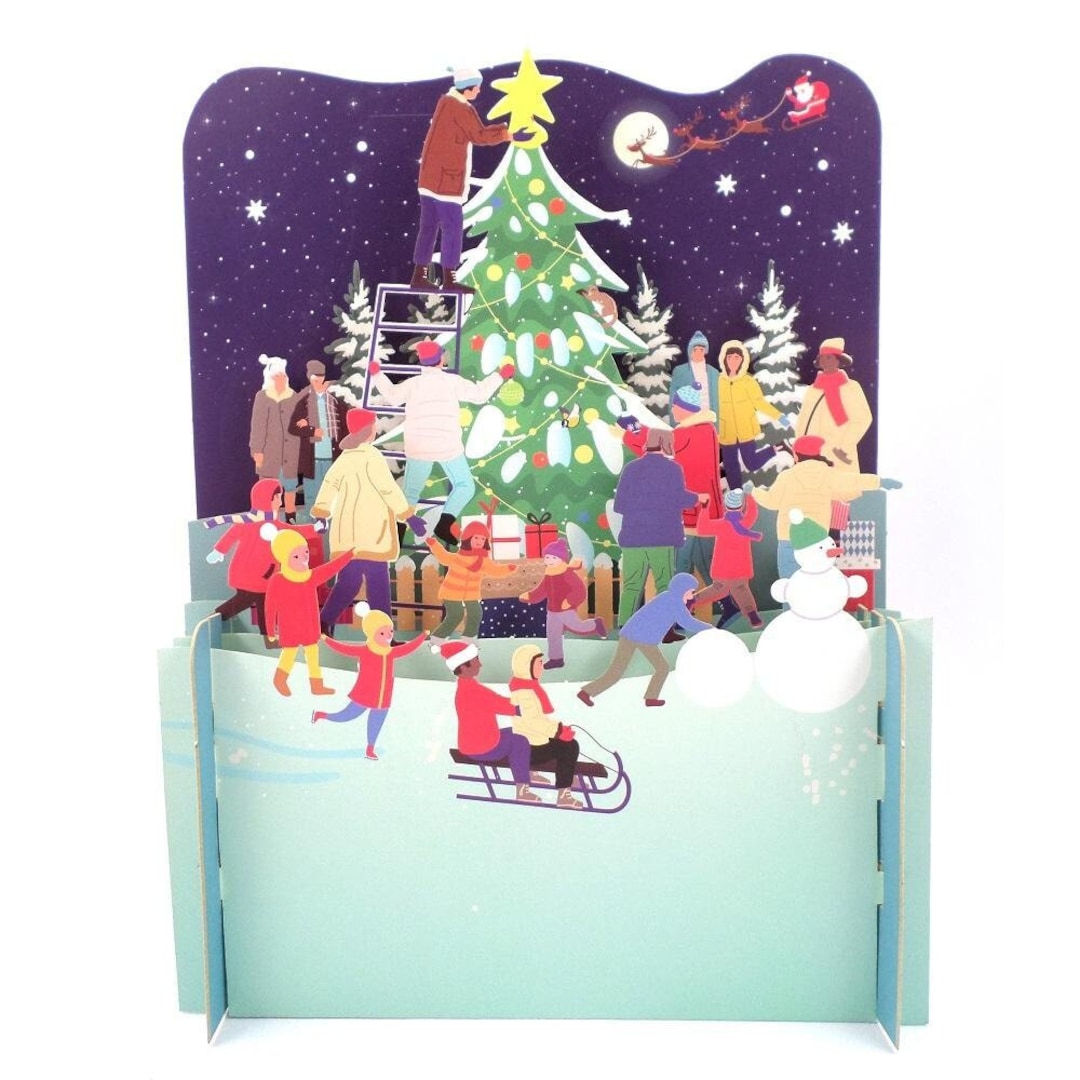 3D Pop up Christmas Greeting Card | Decorating the Christmas Tree - Etsy