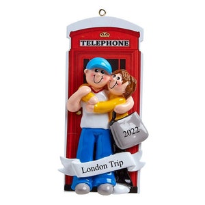 Personalised Christmas Bauble Decoration - Vacation Couple in London Ornament | Our First Christmas Ornament