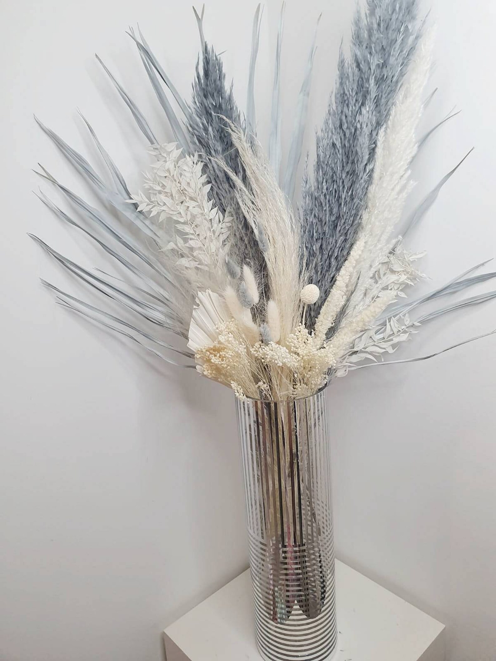 Grey Dried Flower Arrangement Etsy