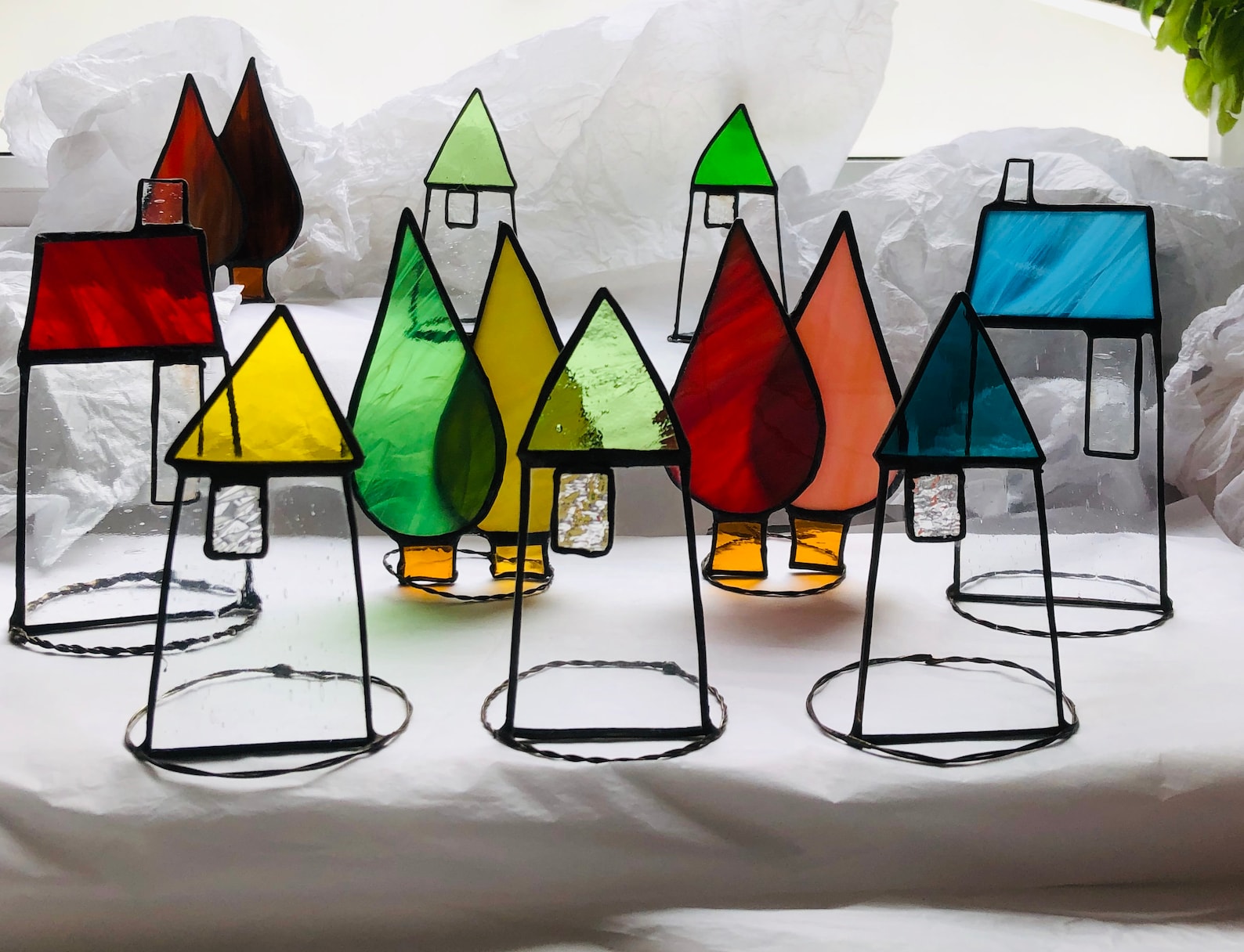 Stained Glass House Red Etsy UK