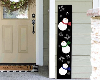 Winter Porch Sign | Snowman Leaning Porch Sign | 4ft 5ft 6ft Porch Sign | Welcome Sign | Holiday Porch Sign