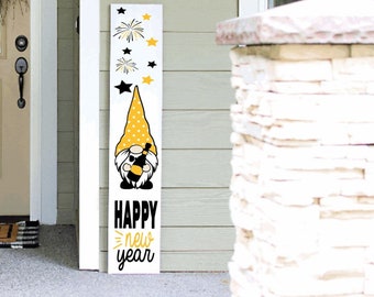 New Years Porch Leaner Sign | Welcome Sign | 4ft 5ft 6ft Holiday Porch Sign | Tall  Porch Sign | Holiday Porch Sign