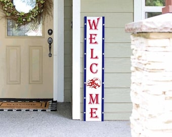 Tall Porch Sign |  Welcome Sign | Porch Sign Leaner | 4th of July Leaning Porch Sign | USA flag sign | Flag sign |  Flag porch Sign