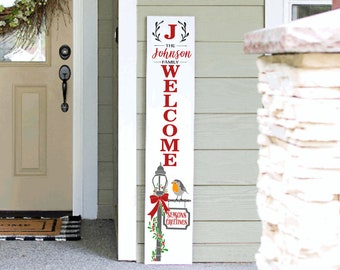 Season's Greetings Christmas Porch Leaner Sigh | 4ft 5ft 6ft Porch Leaner
