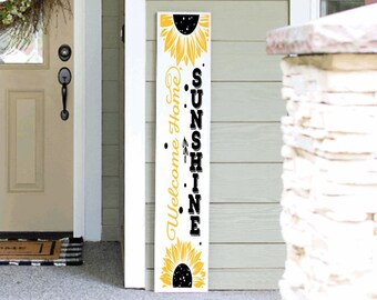 Tall Porch Sign, Hello Sunshine Sunflower Porch Sign 4ft 5ft 6ft Spring Summer Porch Decor | Welcome Sign