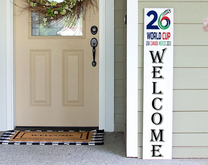 Featured listing image: FIFA World Cup Welcome Sign: Vertical Porch Leaner Decor (4-6ft)
