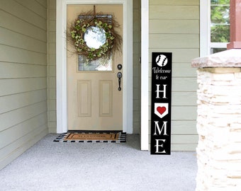 Welcome Sign | Baseball Porch Sign | Spring Porch Sign Leaner | Tall Porch Sign