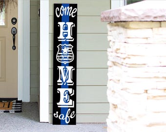 Police welcome sign, Back the Blue, Black and blue,  policeman gift, officer family, personalized welcome sign, wooden sign | Welcome Sign