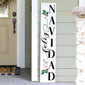 Feliz Navidad Porch Sign | Holiday Porch Sign | Snowman Porch Leaner Sign | 4ft 5ft 6ft Porch Sign | Welcome Sign