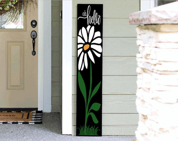 Featured listing image: Tall Porch Sign | Oh Hello Porch Sign Leaner 4ft - 5ft - 6ft Porch Sign | Welcome Sign | Country Porch Sign
