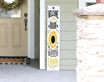 Sunflower Welcome Porch Sign | 4ft 5ft 6ft Spring Summer Porch Decor | Welcome Sign |