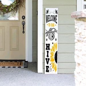 Sonnenblume Bienenstock Willkommens-Schild: Frühling Sommer Porch Leaner