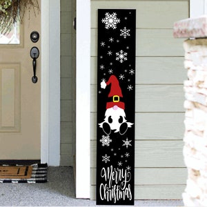 Handmade Christmas Gnome Porch Sign: Vertical Welcome Decor
