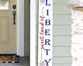 Sweet Land of Liberty Porch Sign: Patriotic Welcome Decor Porch Leaner