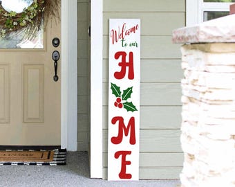 Winter Porch Sign | Holiday Porch Sign | Snowman Porch Leaner Sign | 4ft 5ft 6ft Porch Sign | Welcome Sign