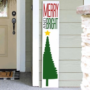 Merry and Bright Porch Sign | Holiday Porch Sign | Snowman Porch Leaner Sign | 4ft 5ft 6ft Porch Sign | Welcome Sign