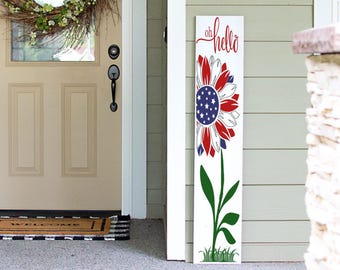 Handmade Patriotic Porch Sign: Vertical Welcome Decor Porch Leaner