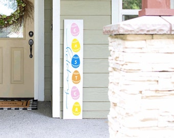 Tall Porch Sign, Easter egg Happy Easter Porch Sign Leaner 4ft - 5ft - 6ft Porch Sign | Welcome Sign