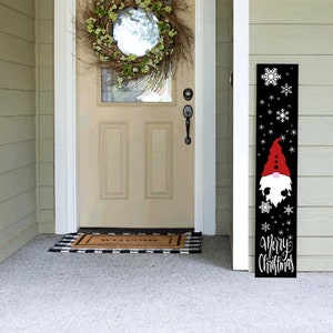 Handmade Christmas Gnome Porch Sign: Vertical Welcome Decor