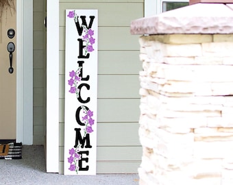 Welcome Porch Sign | Floral Welcome Sign | 4ft 5ft 6ft Porch Sign