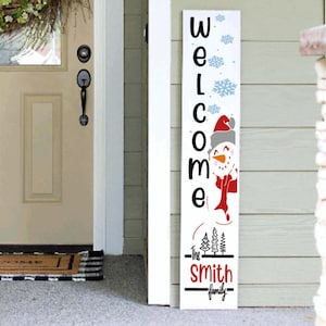 Personalized Welcome Winter Christmas Porch Leaner Sigh | 4ft 5ft 6ft Porch Leaner