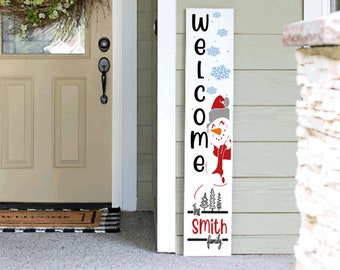 Personalized Welcome Winter Christmas Porch Leaner Sigh | 4ft 5ft 6ft Porch Leaner