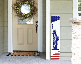 Patriotic Porch Sign | Tall Porch Sign | Summer Porch Sign | Welcome Sign | 4th of July Porch Sign | 4ft 5ft 6ft Spring Summer Porch Sign