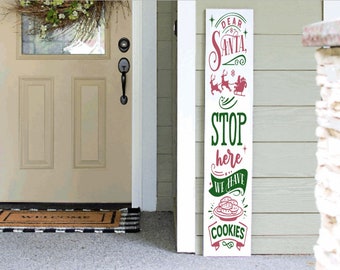 Christmas Porch Sign | Santa Stop HereLeaning Porch Sign | 4ft 5ft 6ft Porch Sign | Welcome Sign | Holiday Porch Sign