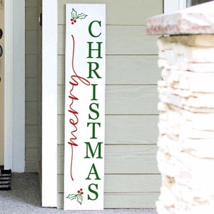 Handmade Merry Christmas Porch Sign: Vertical Welcome Decor