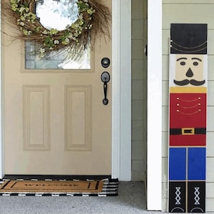 Christmas Nutcracker Porch Leaner: Handmade Wooden Welcome Sign